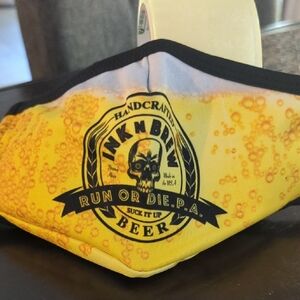 INKnBURN Yellow Face Mask with Black Trim